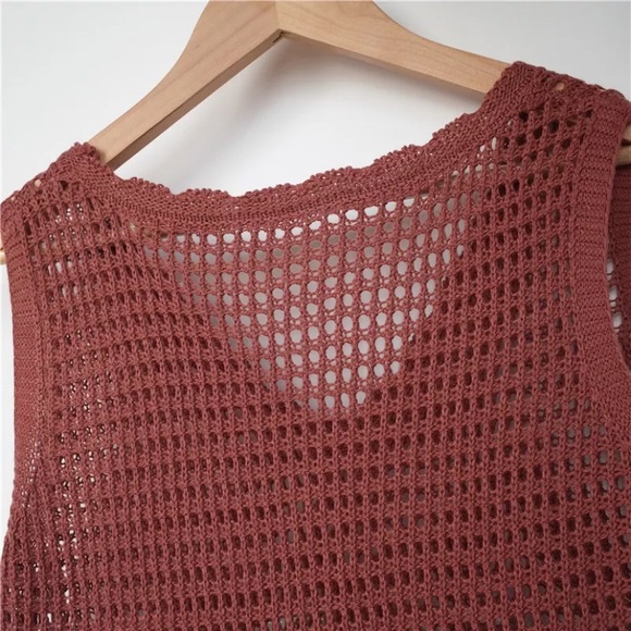 SOLD OUT CLEARANCE Boho Rust Handmade Crochet Beach Coverup Tunic - Picture 6 of 6